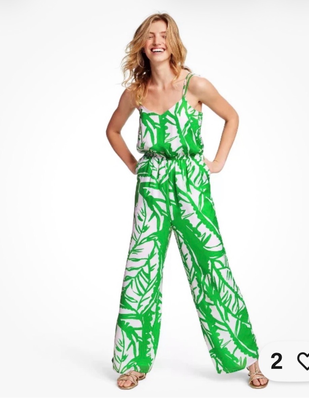 Lilly Pulitzer for Target Green Palm-Print Wide-Leg Jumpsuit